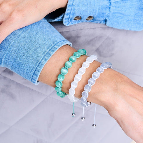 Blanc | Argent | Bracelet Cheshire Glass Charmballa